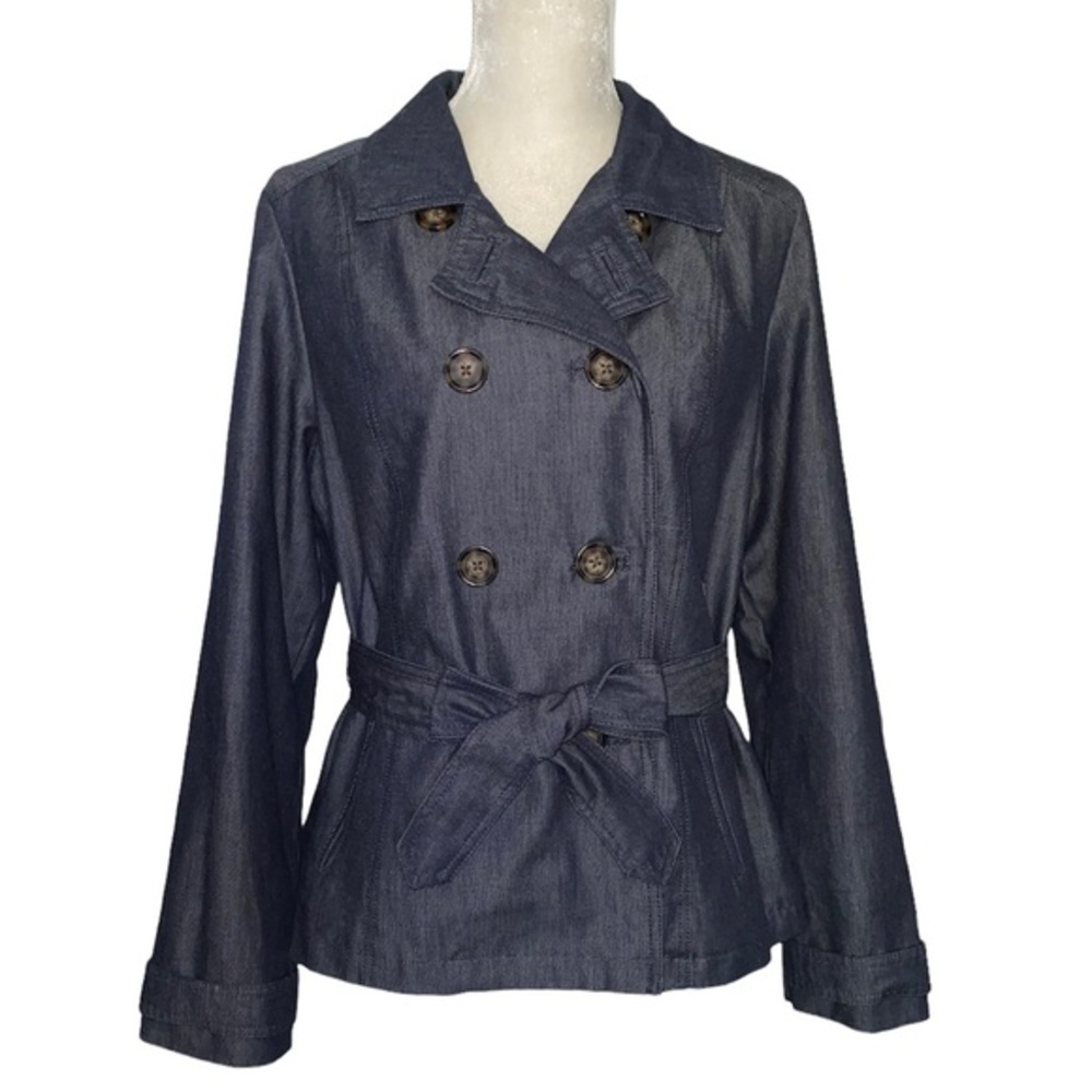 Merona Short Water Repellent Trench Coat Navy sz Large